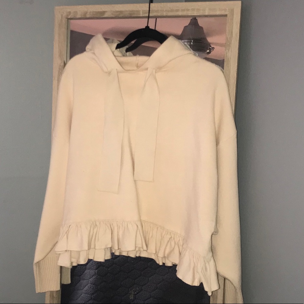 Hooded Ruffle Sweater